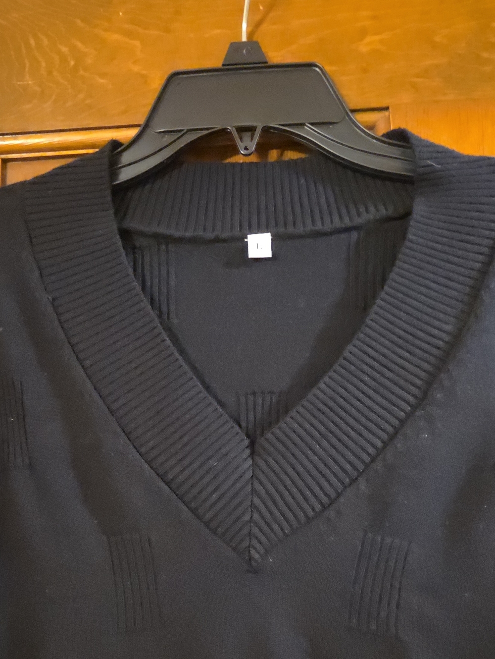 Classic Black V-Neck Sweater with Gold Button Detail - Picture 2 of 4
